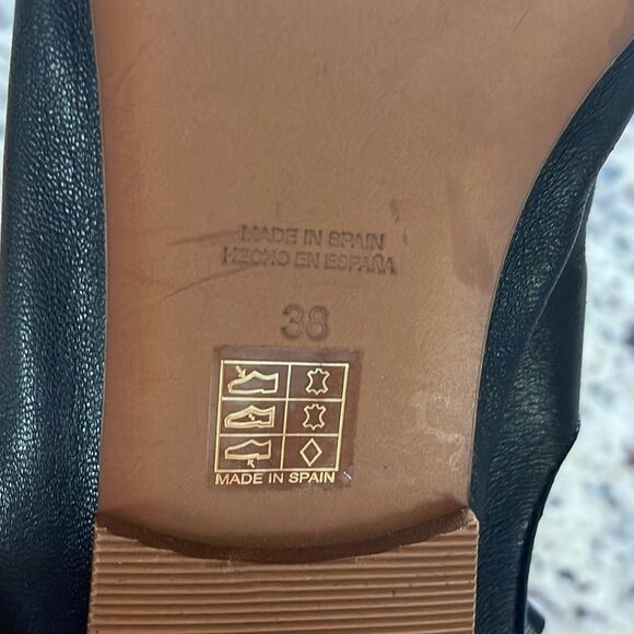 Free People Womens Lace Up Square‎ Toe Slip On Flat Shoes Black Size 38 US 7.5 - Picture 6 of 6